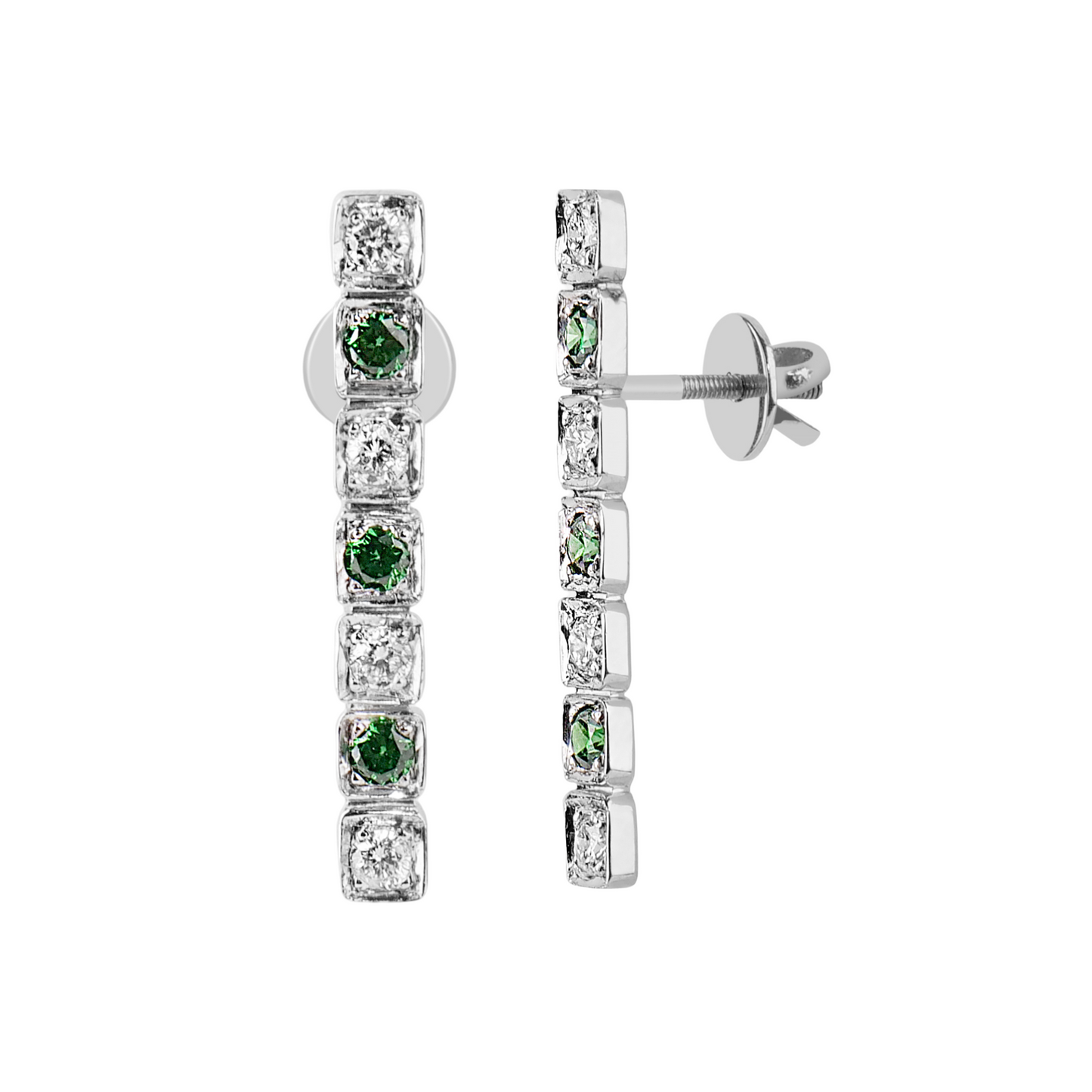 One Line Natural Diamond and Green CZ