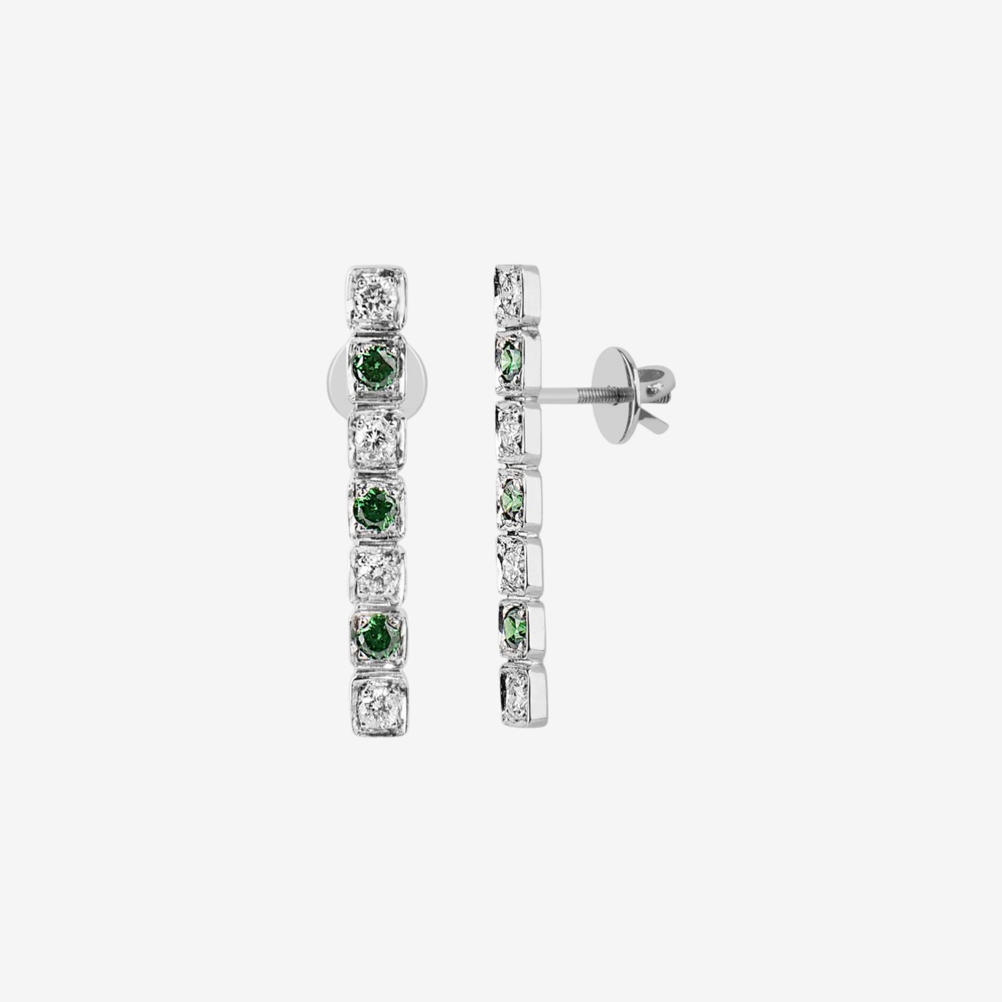 One Line Natural Diamond and Green CZ