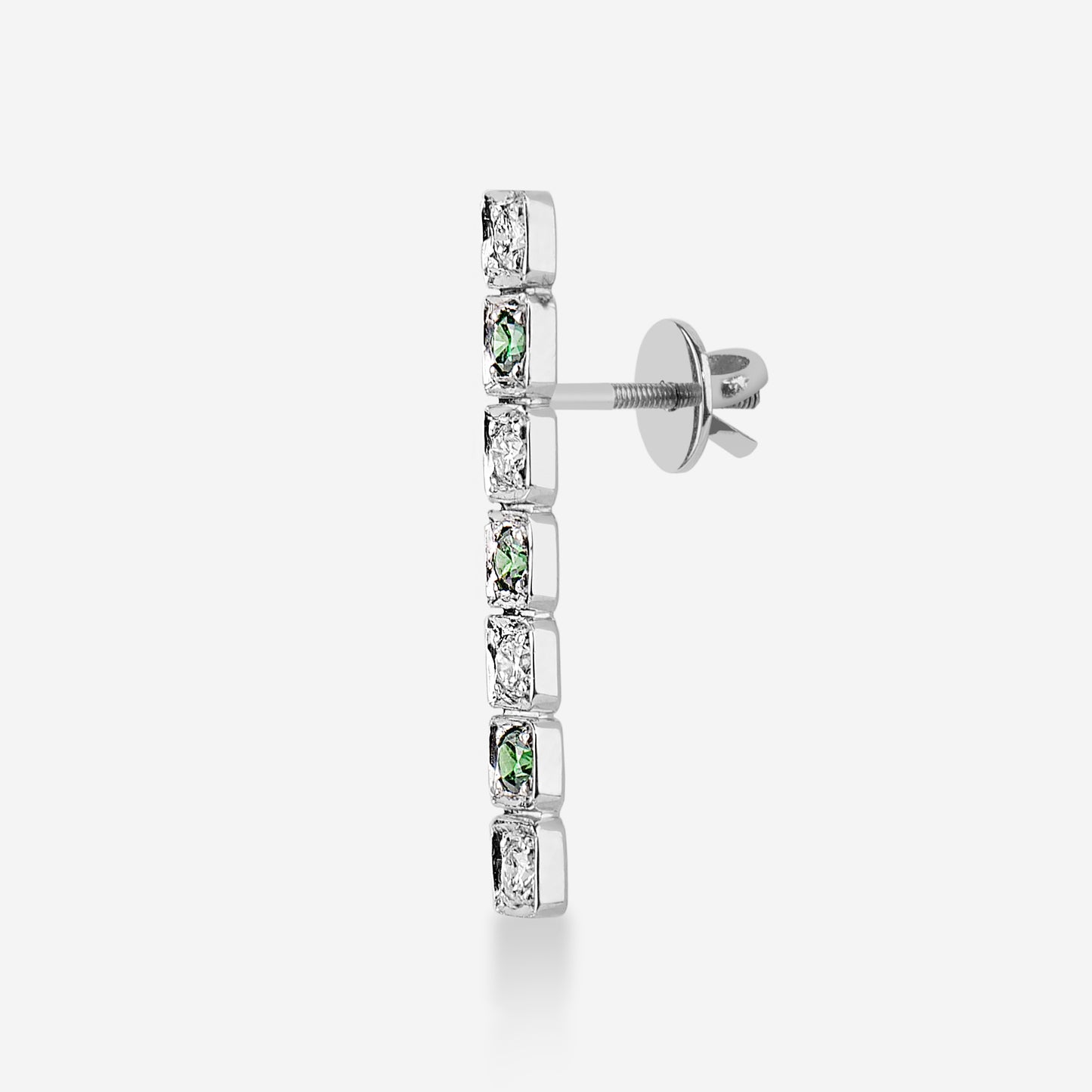 One Line Natural Diamond and Green CZ