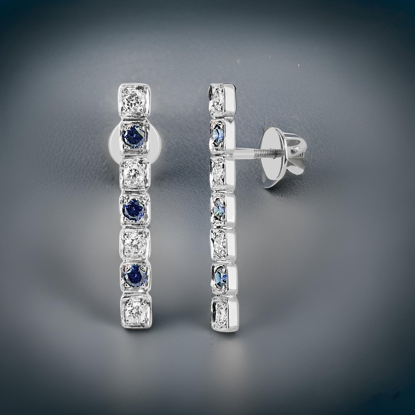 One Line Natural Diamonds & Blue CZ