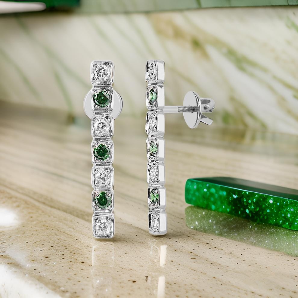 One Line Natural Diamond and Green CZ