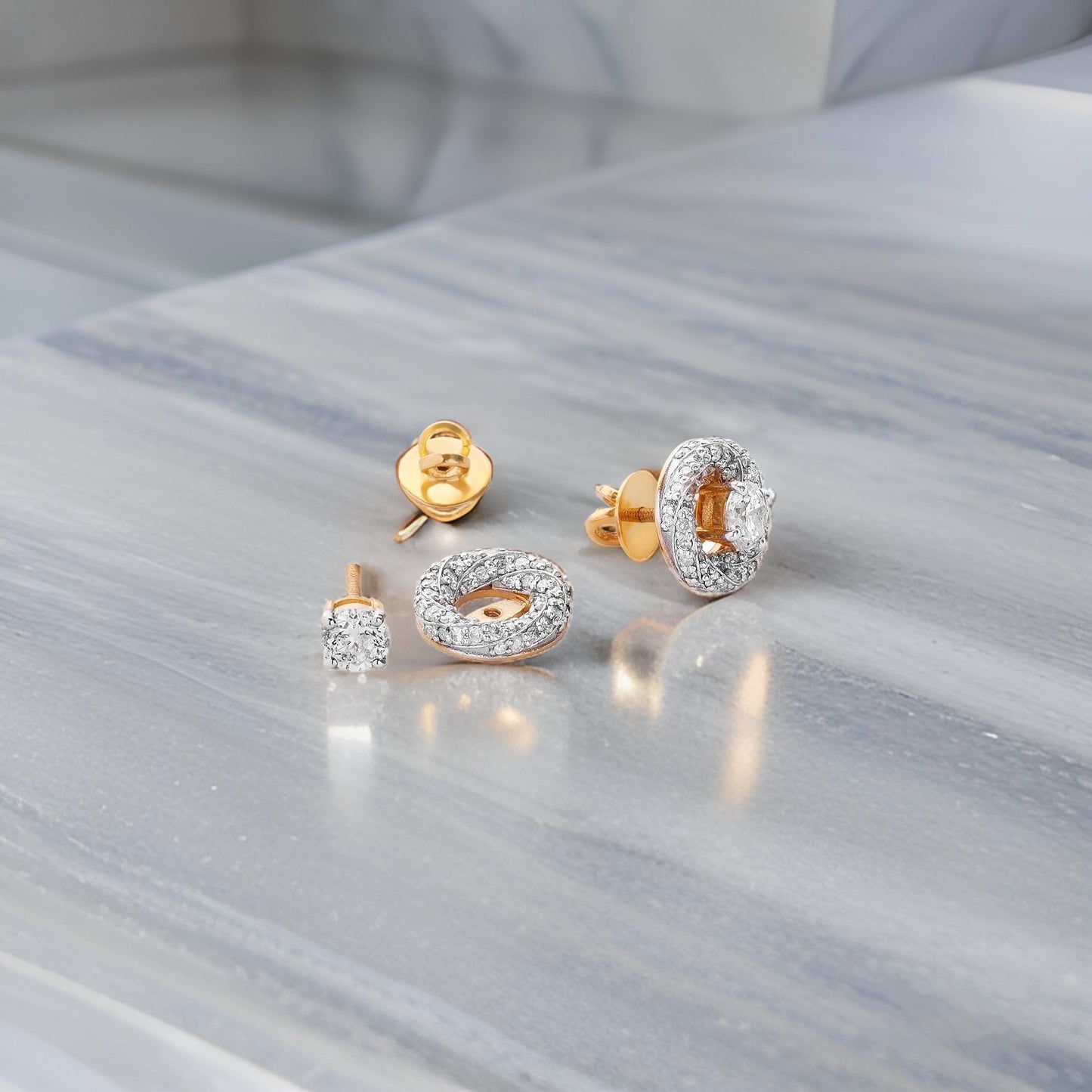 Solitaire Studs with Detachable Diamond Jacket